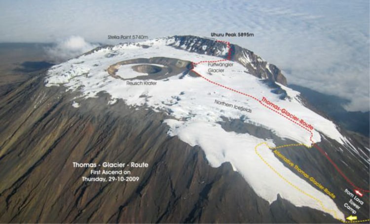 Über Eis: Die neue "Thomas-Glacier-Route" führt erstmals über Gletscher (Foto: Tom Kunkler).