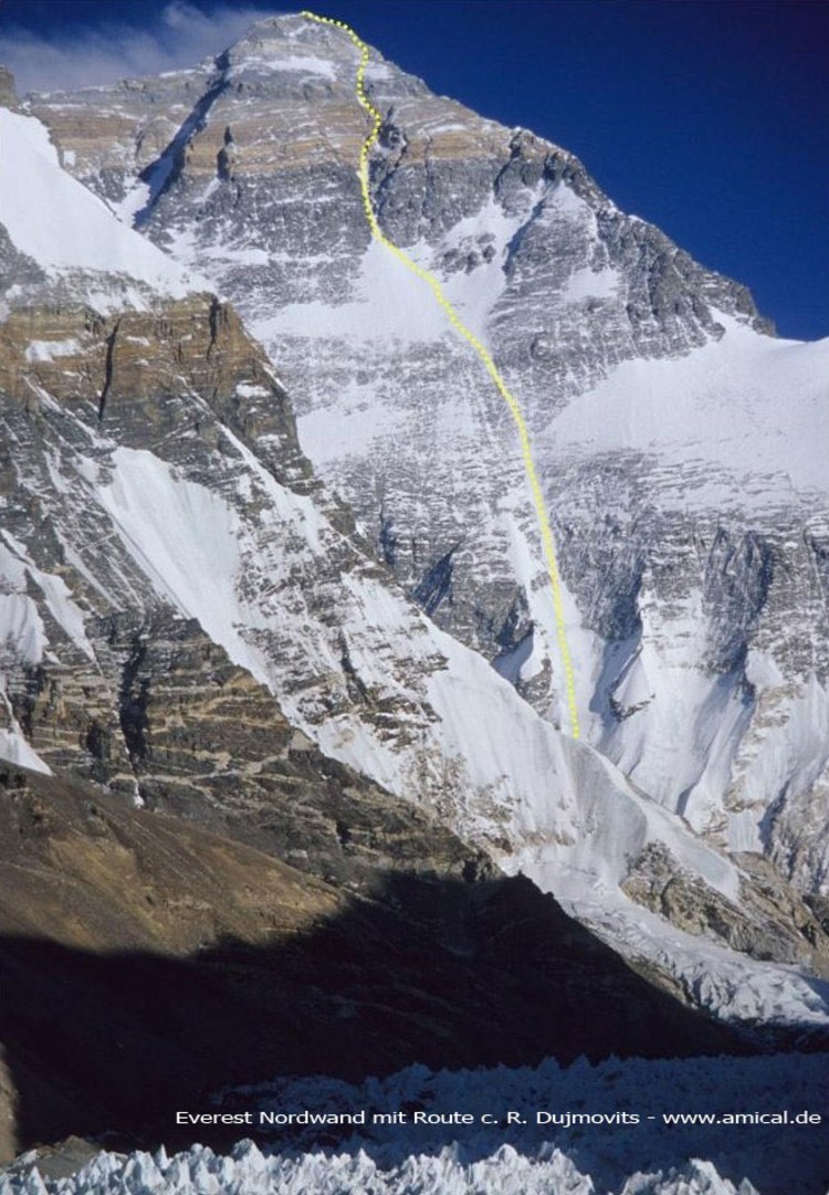 Anspruchsvolle Route: Die Nordwand des Everest. Bild: ww.amical.de.