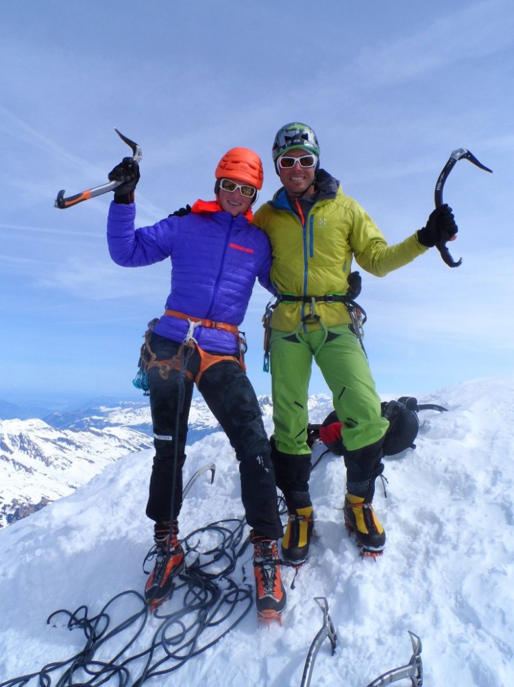Michi Wohlleben und Julien Irilli (re.) nach dem Durchstieg der Eiger-Nordwand am 14. April 2015.