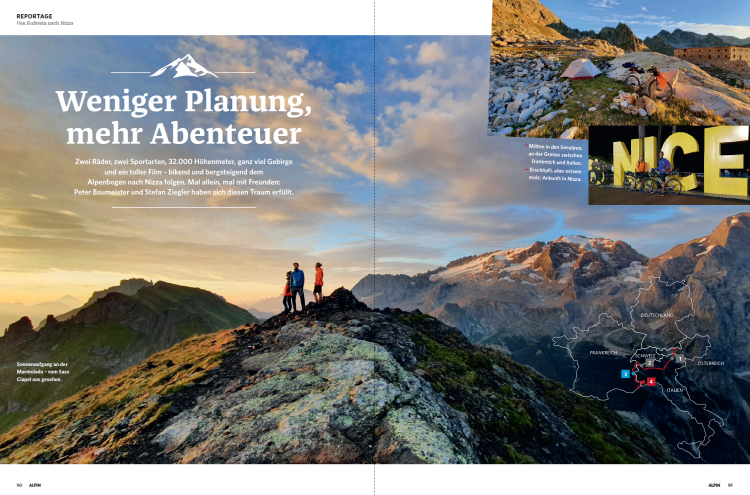 <p>Weniger Planung, mehr Abenteuer - das gibt es in der Reportage von Peter Baumeister über seine Transalp von Kufstein nach Nizza.</p>