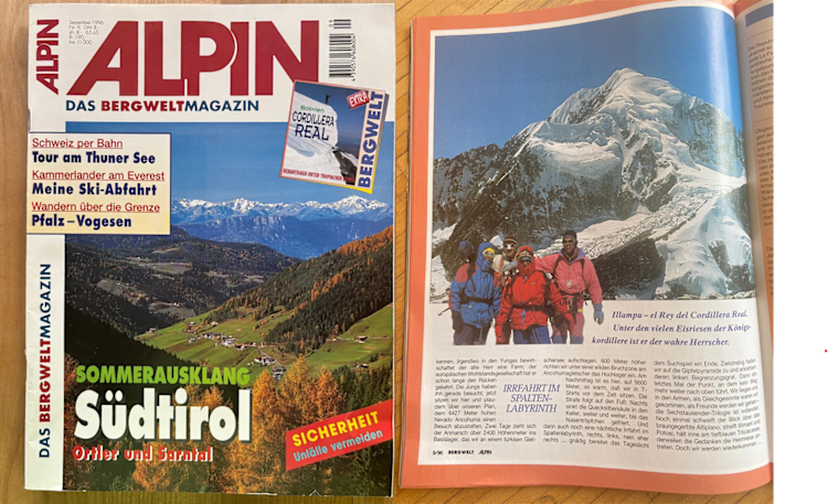 <p>Roberts erste eigene Reportage im ALPIN Septemberheft 1996.</p>