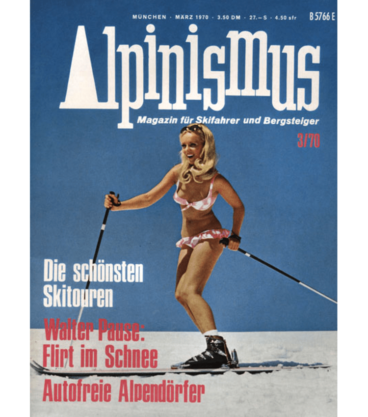 03/1970: Im Bikini ist unser "Skihaserl" gut gerüstet für das Frühjahrs-Skivergnügen.