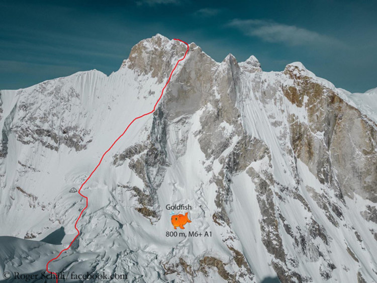 <p>Die neu eröffnete Südwand-Route auf den Meru Peak.</p>