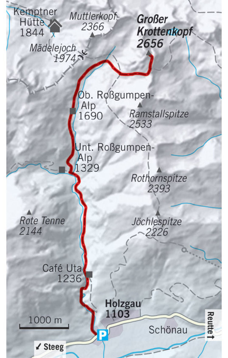 <p>Unsere Karte der Skitour zum Krottenkopf.</p>