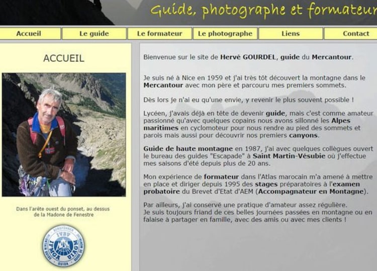 Alpinist und Fotograf: Hervé Gourdel (Homepage-Ausschnitt: picturealliance.com).