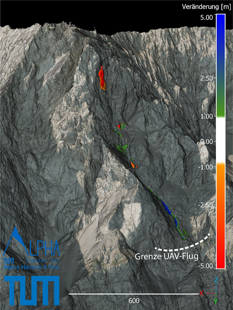 <p>Übersicht des Felssturzes an der Zugspitze am 22. September 2026.</p>