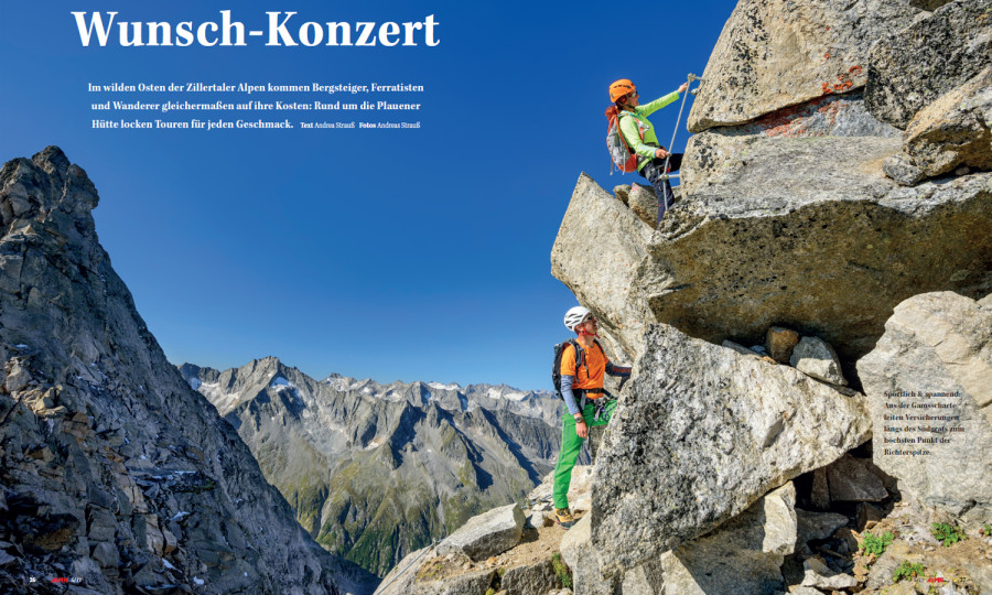 <p>Die Aufmacher-Doppelseite unserer großen Titelstory "Zillertaler Alpen: Wunsch-Konzert" in der Mai-Ausgabe.</p>