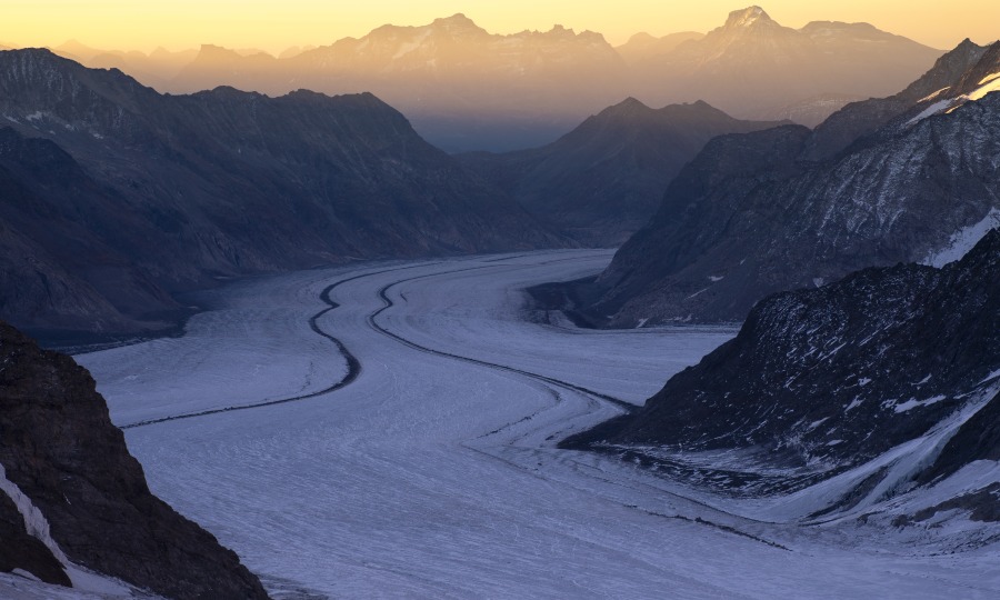 <p>Hat erheblich unter den klimatischen Veränderungen zu leiden: Der Aletschgletscher in der Schweiz.</p>