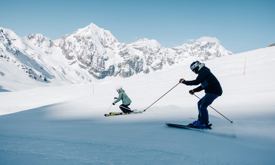 <p>Die Skigebiete Sulden und Trafoi am Ortler: 55 Pistenkilometer Abfahrtsvergnügen.</p>