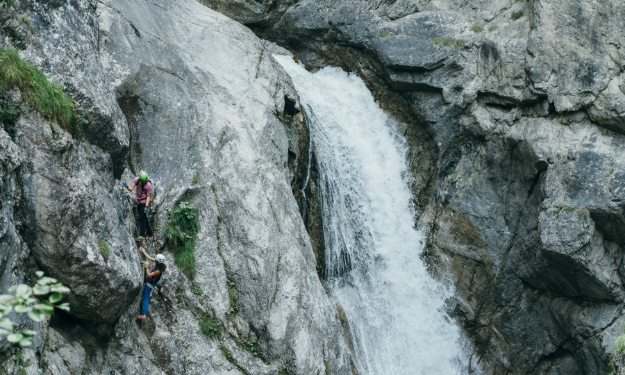 <p>Nah am Wasser gebaut: Klettersteig in der Galitzenklamm.</p>