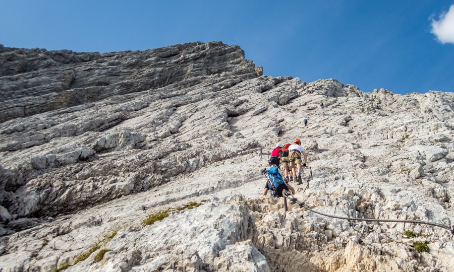 <p>Im Alpspitz-Klettersteig</p>