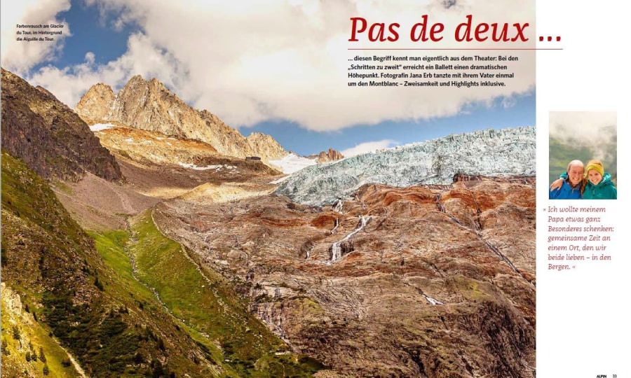 <p>Die Aufmacherseiten der Reportage "Tour du Montblanc" aus ALPIN 03/2020. </p>