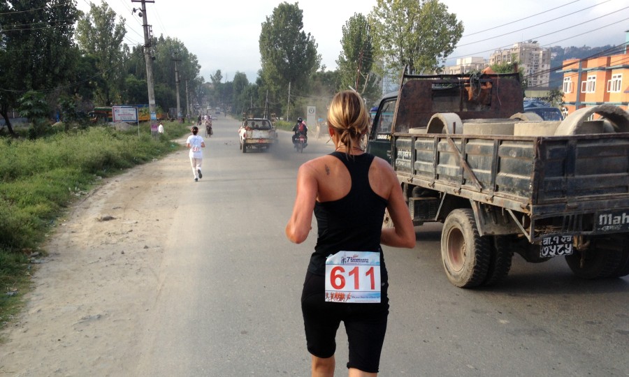 <p>Laufen geht überall: Billi beim Kathmandu-Halbmarathon.</p>