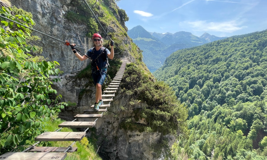 <p> Die Hängebrücke am Grünstein Klettersteig.</p>