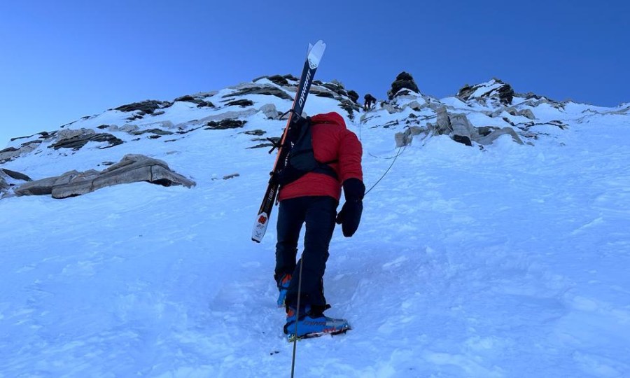 <p>Speedbesteigung am Cho Oyu: Benedikt Böhm und Prakash Sherpa</p>