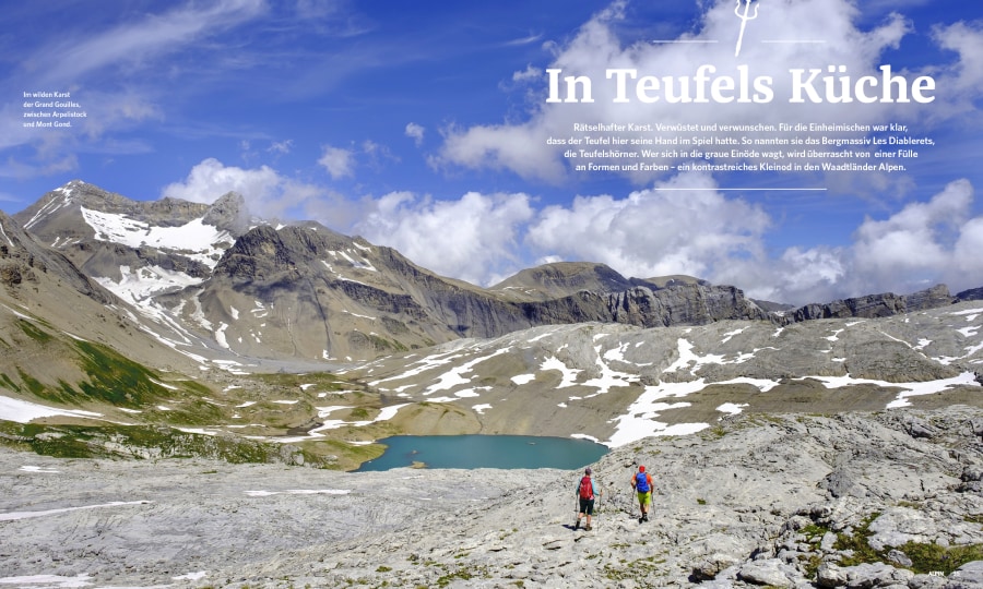 <p>Rätselhafter Karst. Verwüstet und verwunschen. Iris Kürschner führt in ihrer Reportage "In Teufels Küche" durch die Waadtländer Alpen.</p>