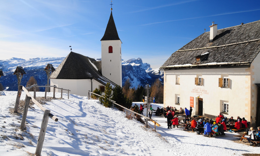 <p>Das Heiligkreuz-Hospiz hat auch in den Wintermonaten als Restaurant geöffnet.</p>