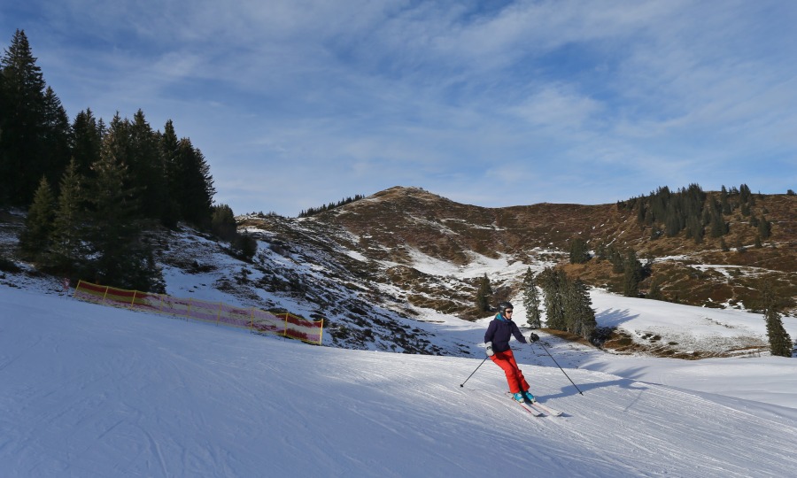 <p>Skifahrerin im Skigebiet Grasgeheren am Riedberger Horn.</p>