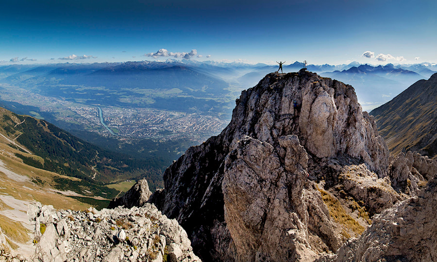 <p>Bergsteiger am Innsbrucker Klettersteig.</p>