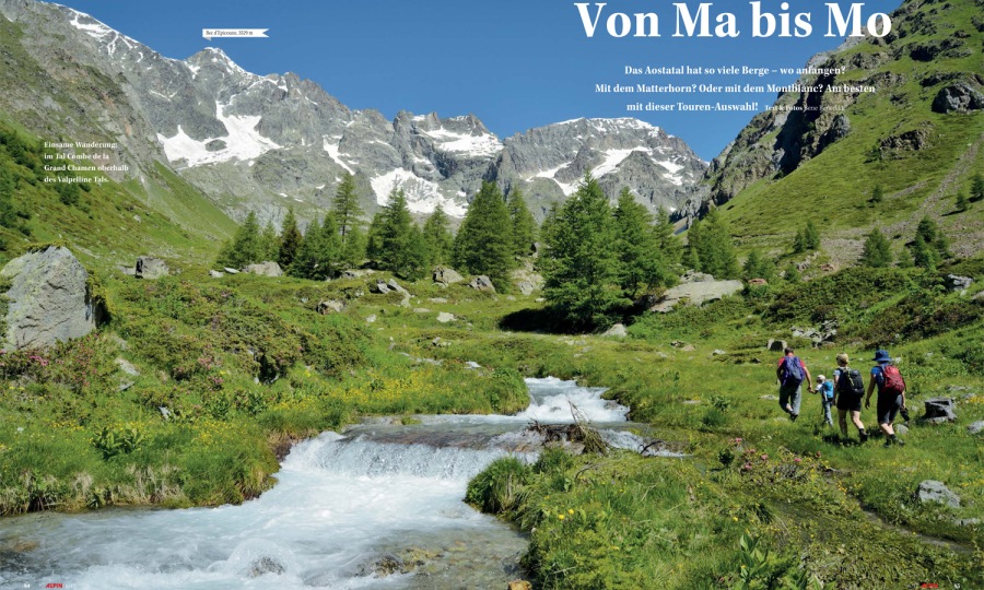 <p>Aufmacherseite der Aostatal-Reportage in ALPIN 06/2017.</p>
