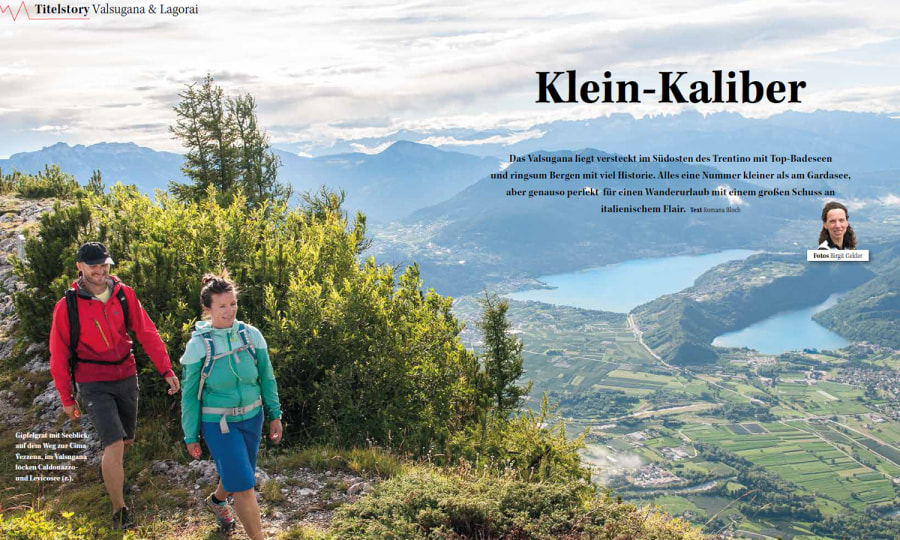 <p>Aufmacherseite der Titelgeschichte "Klein-Kaliber" aus ALPIN 04/2018.</p>