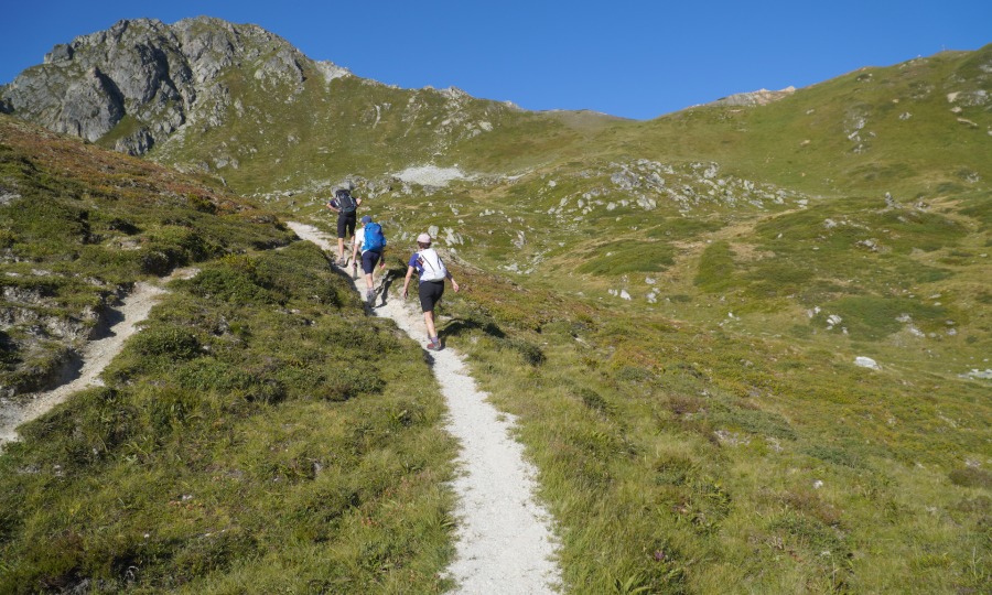 <p>Aufstieg zum Mont Rouge (obere rechte Bildhälfte)</p>