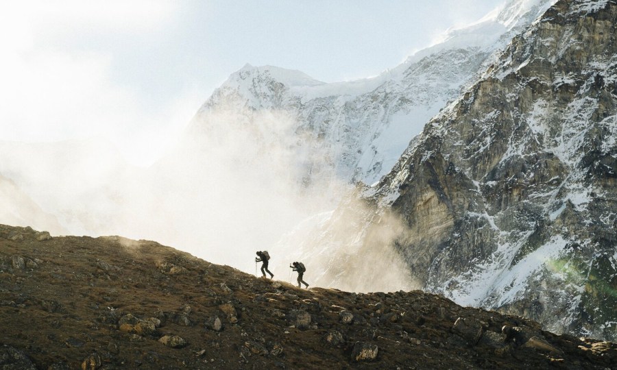 <p>Fünf Tage Trekking führten die beiden Bergsteiger bis zu ihrem Basecamp.</p>