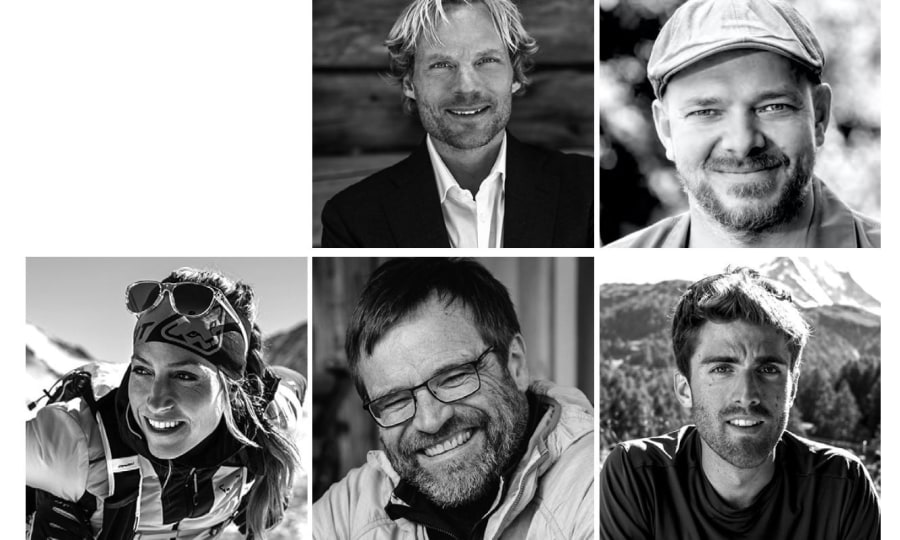 <p>Die Gäste im DYNAFIT Podcast 2020/21, von links oben nach rechts unten: Benedikt Böhm, Peter Plattner, Gela Allmann, Fritz Barthel und Andy Steindl.</p>