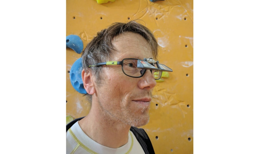 <p>Olaf Perwitzschky, brillentragender Kletterer: "Die Clip-Up ist eine gute Option für Brillenträger."</p>