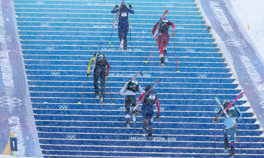 <p>Aufstiegspassage im Skibergsteigen-Wettbewerb</p>