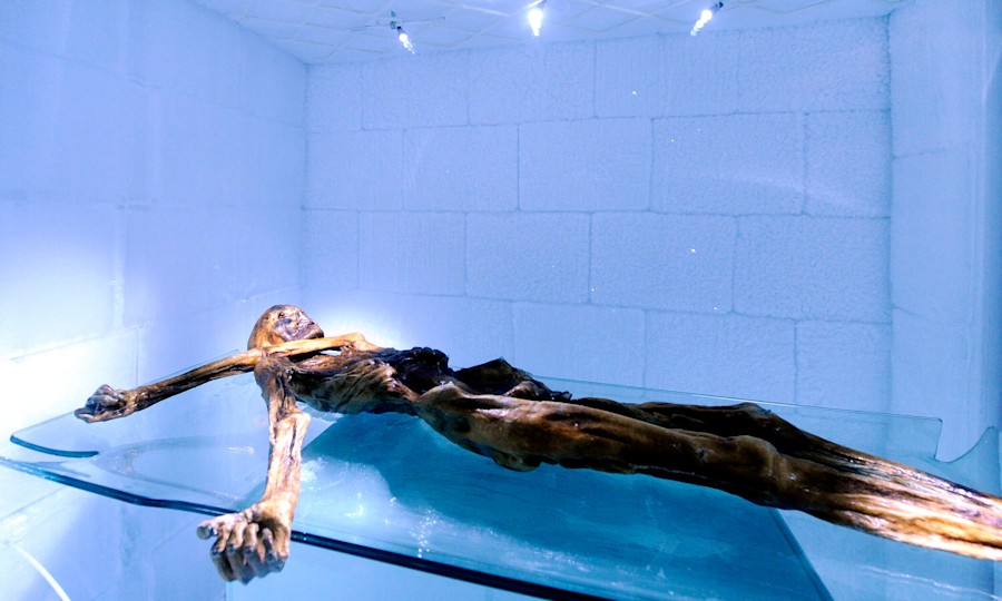 <p>Ötzi&nbsp;in&nbsp;der&nbsp;Bozener&nbsp;"Tiefkühltruhe".</p>