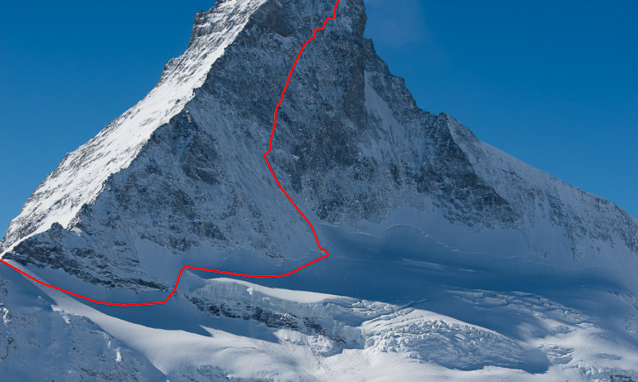 <p>Expressway für Dani Arnold: die Schmid-Route in der Matterhorn-Nordwand.</p>