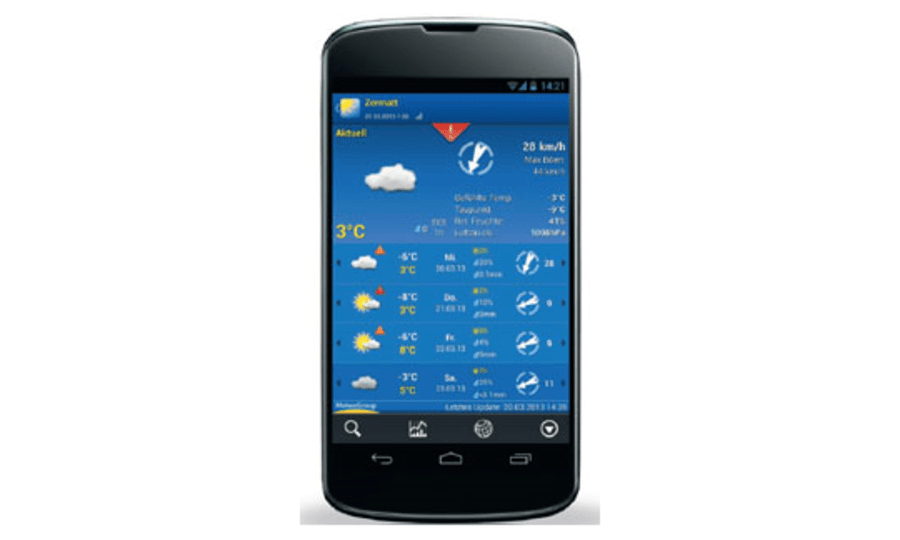 <p>Die Smartphone-App WeatherPro kostet je nach Handy-Modell drei bis vier Euro.</p>